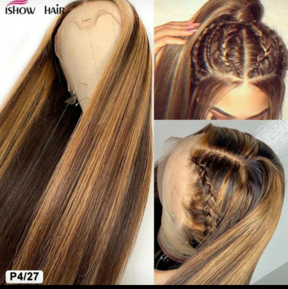 Brown highlight human hair wig - New